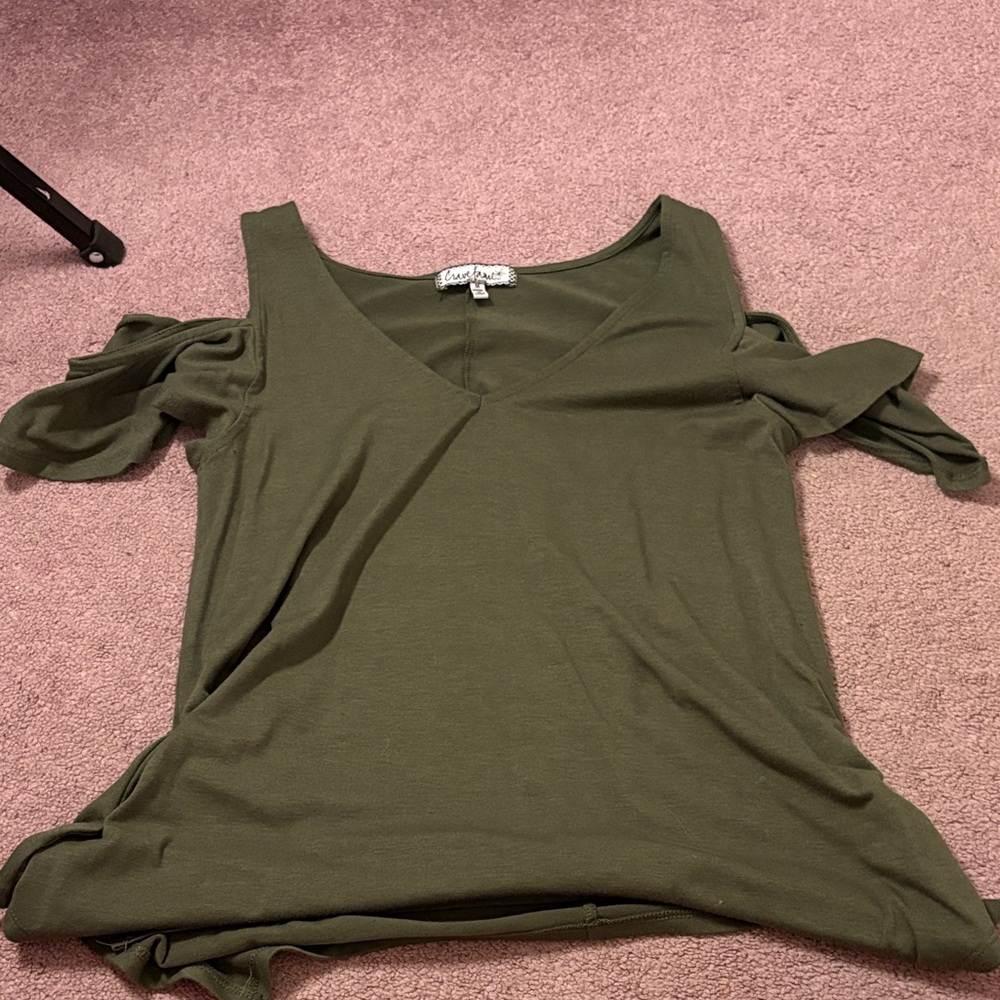 Almost Famous Olive Cold Shoulder Blouse